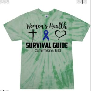 Picture of a green tie dye shirt with writing